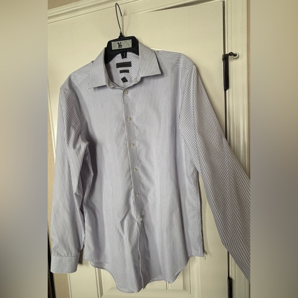 Calvin Klein Men's Light Blue Striped Button Down Shirt